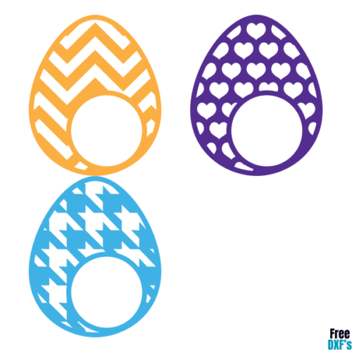 Free Easter Egg Monogram Designs Set Chevron, Heart and Houndstooth Pattern DXF