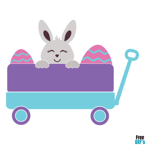 Free Little Wagon - Easter Bunny and Eggs Design DXF