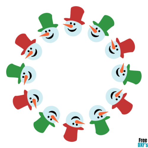 Free Snowman Head Monogram Frame Design DXF