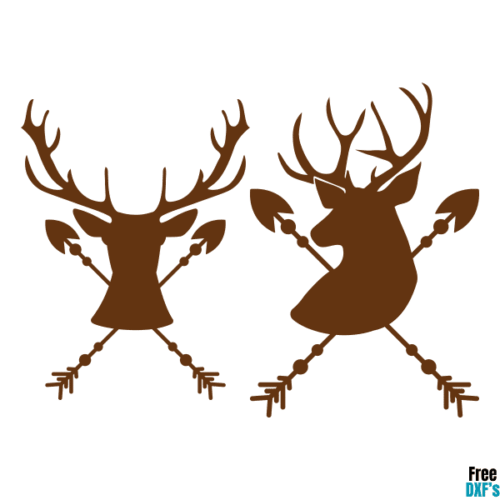 Free Deer Head Arrow Designs Set DXF