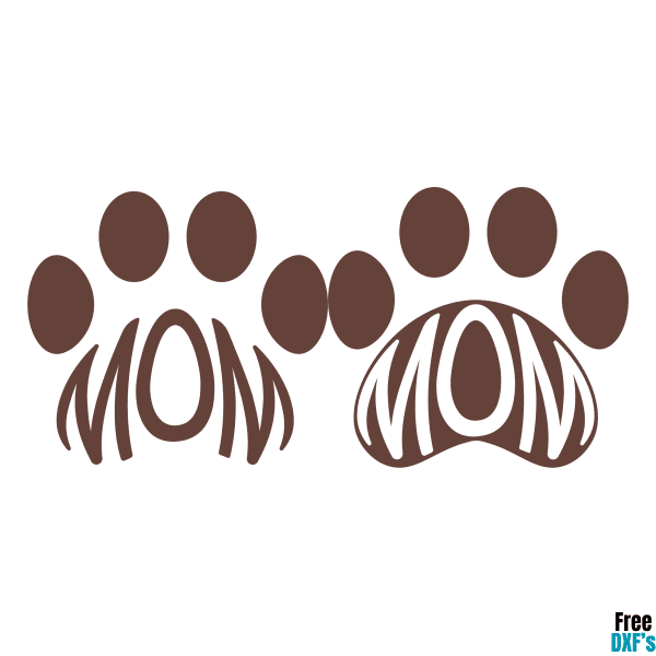 Free Mom Paw Print Designs DXF
