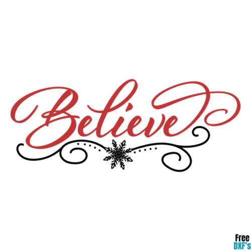 Free Believe Christmas Phrase DXF