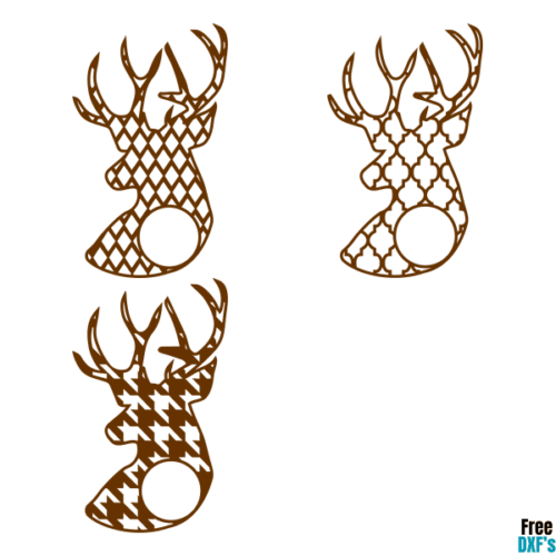 Free Patterned Deer Head Monogram Designs 2 DXF
