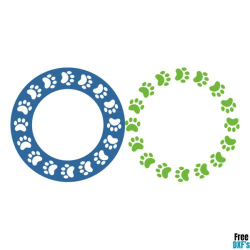 Free Paw Print Monogram Frame Designs 1 DXF