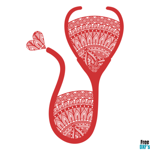 Free Nurse Doctor Stethoscope Mandala Zentangle Design DXF