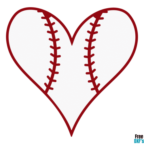 Free Baseball Stitches Heart DXF