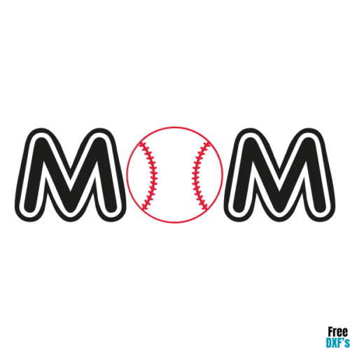 Free Mom Baseball Design DXF