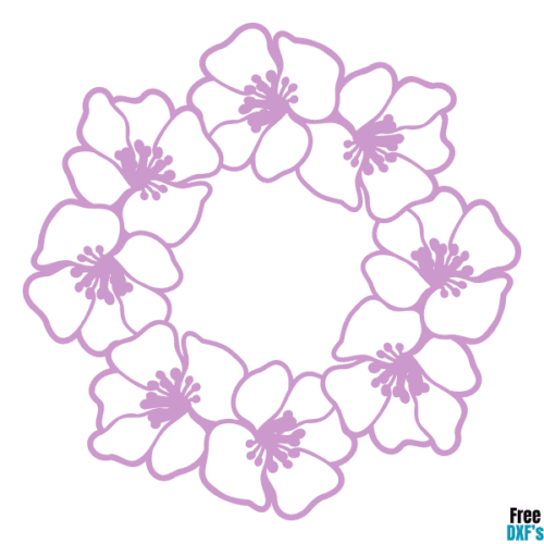 Free Floral Wreath Outline DXF