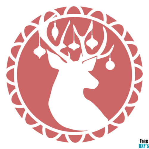 Free Deer Head - Ornament Cutaway Stencil Design DXF