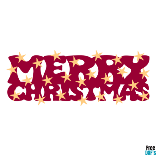 Free Merry Christmas Star Title DXF