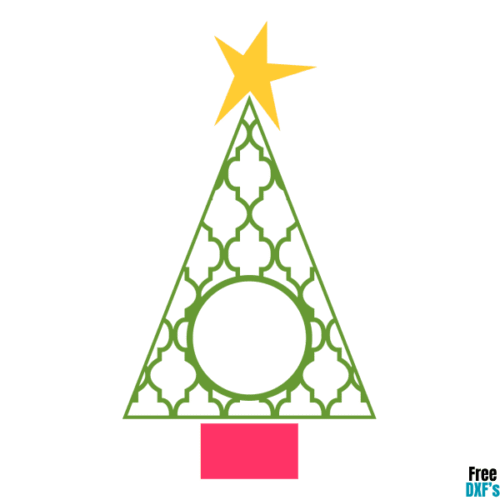 Free Christmas Tree Monogram Moroccan Pattern DXF