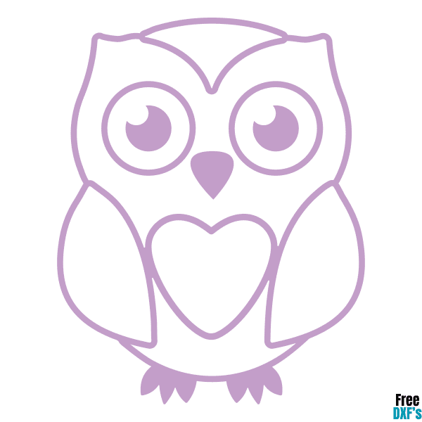 Free Valentine Owl Outline Heart DXF