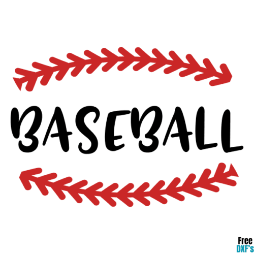 Free Baseball Text and Stitches DXF