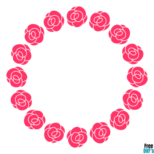 Free Rose Flower Circle Monogram Frame Design 4 DXF
