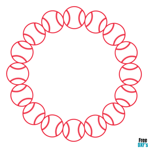 Free Baseball Circle Frame Design 3 DXF