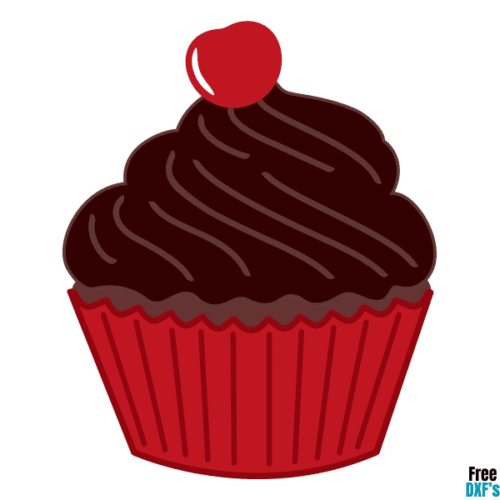 Free Cupcake with Cherry DXF