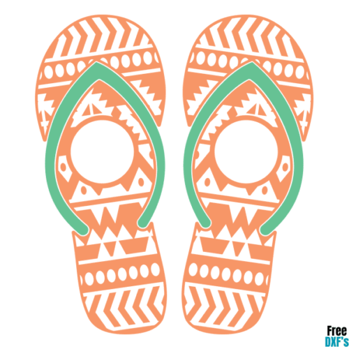 Free Aztec Pattern Flip Flops with Circle for Monogram DXF