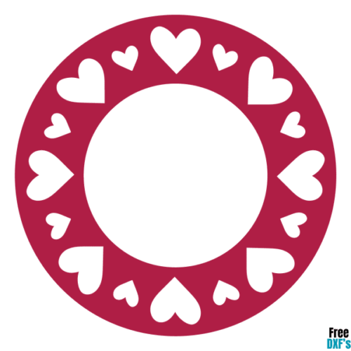 Free Heart Circle Monogram Frame DXF