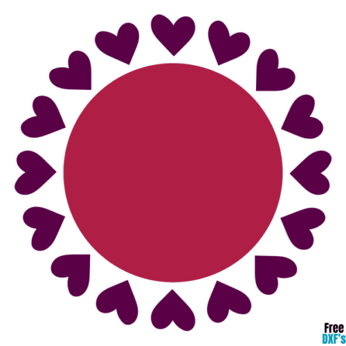 Free Heart Circle Monogram Frame 2 DXF