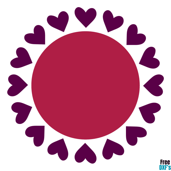 Free Heart Circle Monogram Frame 2 DXF