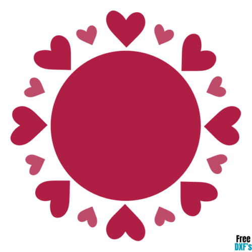 Free Heart Circle Monogram Frame 4 DXF