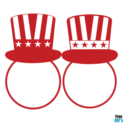 Free Uncle Sam Hat Circle Monogram Designs 2 DXF