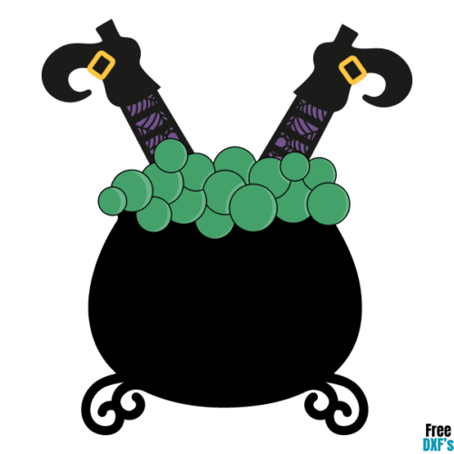 Free Witch in Cauldron Design DXF