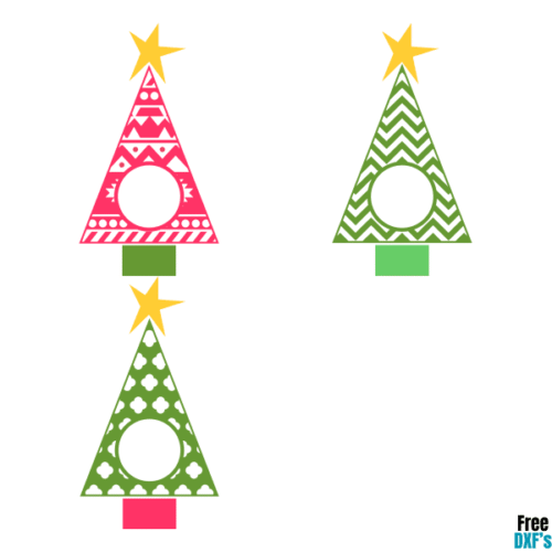 Free Christmas Tree Monogram Design Set 1 DXF