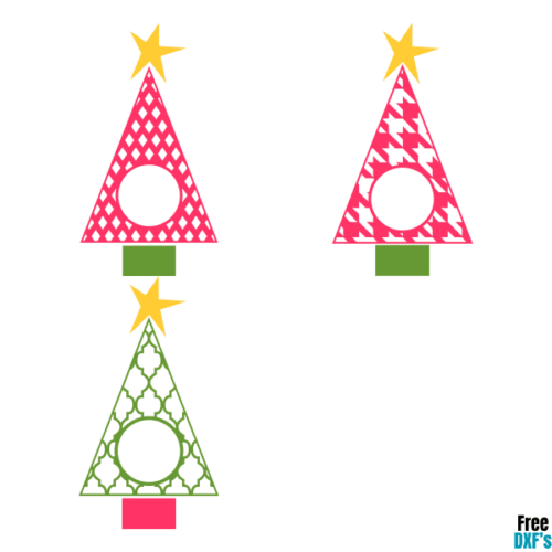 Free Christmas Tree Monogram Designs Set 2 DXF