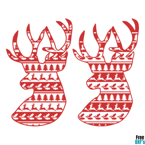 Free Deer Head Ugly Christmas Sweater Design DXF
