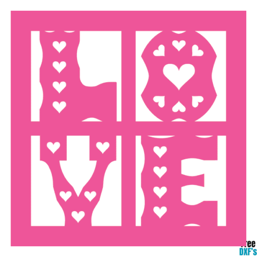 Free Love Block Word Art DXF