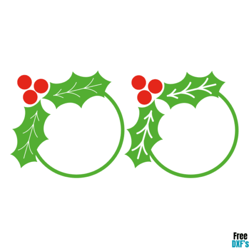 Free Holly Circle Monogram Frame Designs DXF