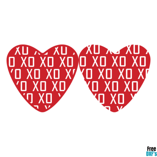 Free Love Heart Designs Set 3 X O X O DXF