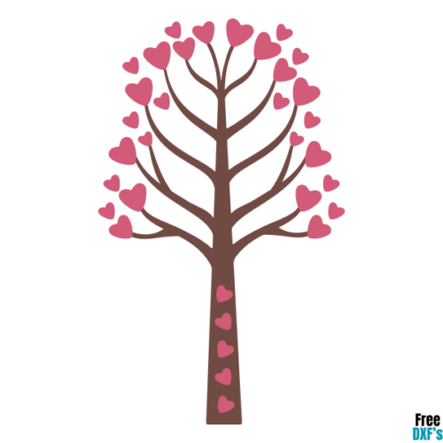 Free Valentines Heart Tree Design DXF