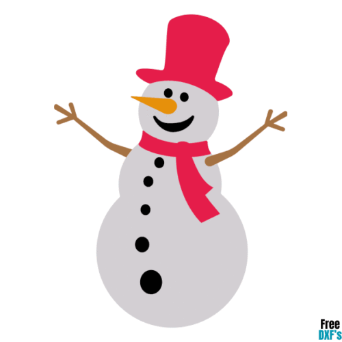 Free Snowman with Hat and Scarf Design DXF