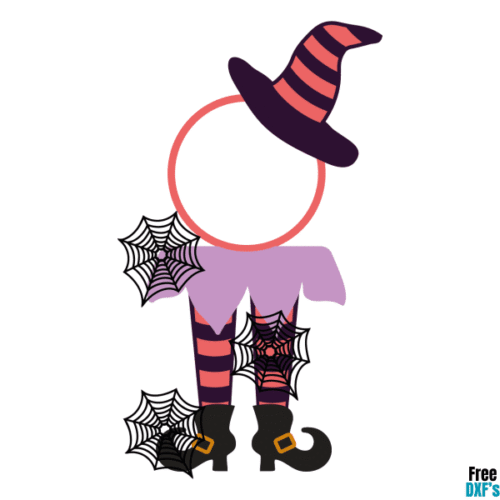 Free Witch Legs and Hat Circle Monogram Design DXF