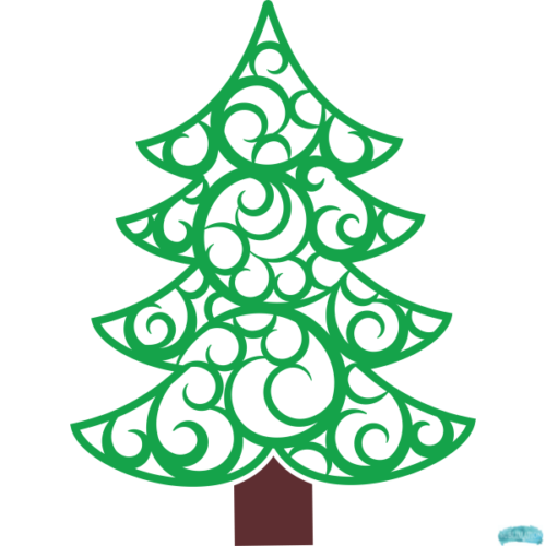 Free Swirly Christmas Tree Design Sublimation PNG