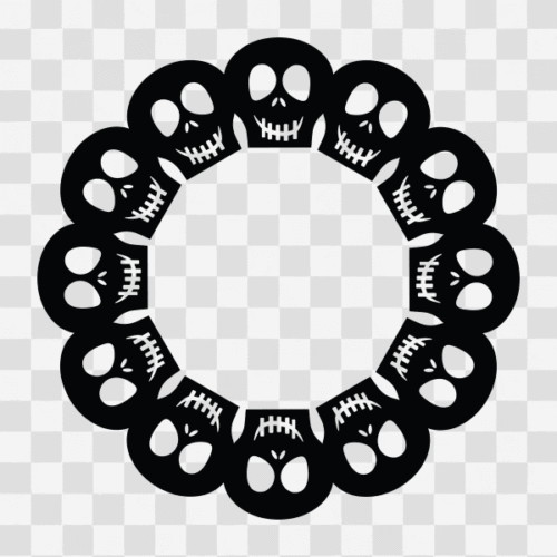 Free Skull Circle Monogram Frame Clipart