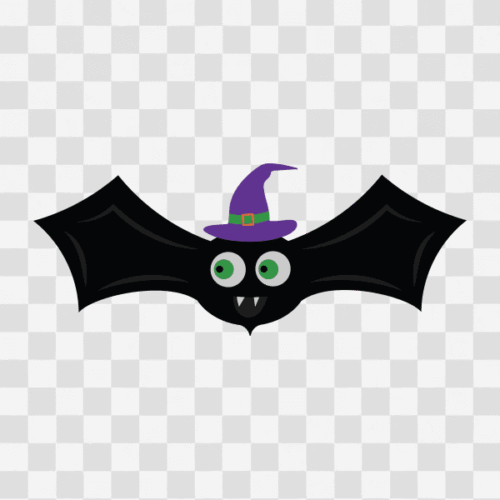 Free Halloween Bat with Witch Hat Clipart