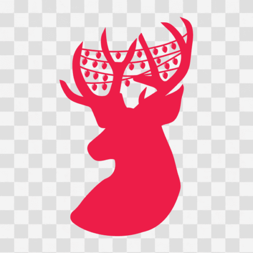 Free Reindeer Head with Christmas Lights Clipart