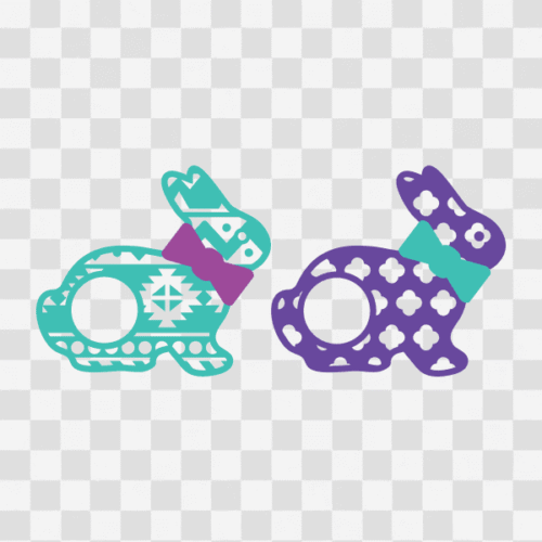 Free Easter Bunny with Circle for Monogram Aztec and Clover Pattern Clipart