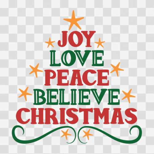 Free Joy Love Peace Believe Christmas Tree Clipart