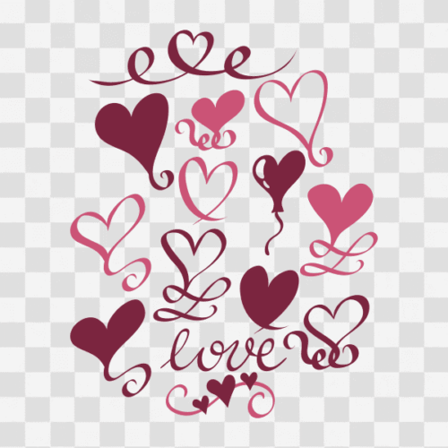 Free Love Heart Swirls Design Clipart