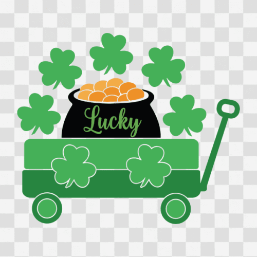 Free St Patrick's Day Pot of Gold and Little Wagon Design Clipart