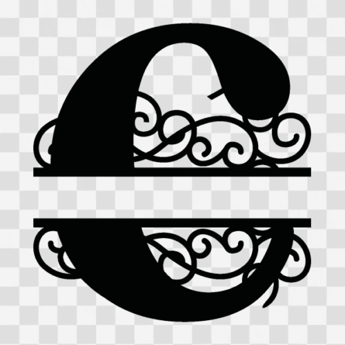 Free Flourish Swirl Split Monogram Letter C Clipart