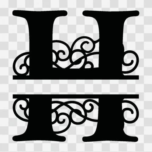 Free Flourish Swirl Split Monogram Letter H Clipart