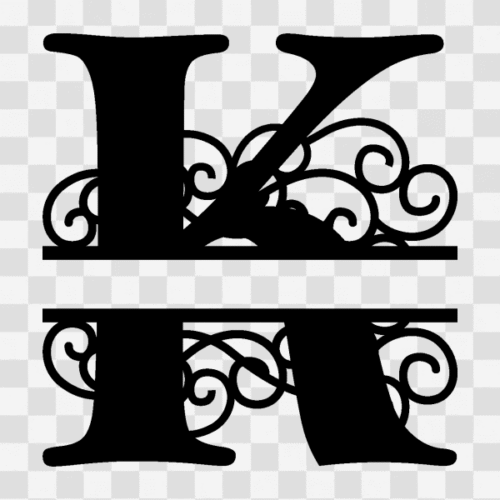 Free Flourish Swirl Split Monogram Letter K Clipart