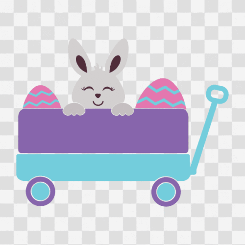 Free Little Wagon - Easter Bunny and Eggs Design Clipart