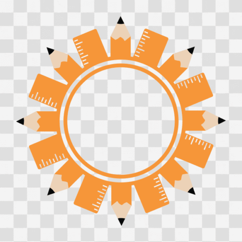 Free Pencil and Ruler Monogram Frame Design Clipart