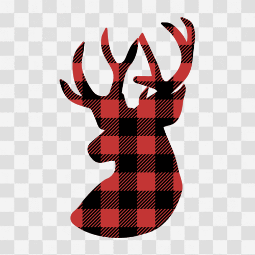 Free Buffalo Plaid Deer Head Design Clipart